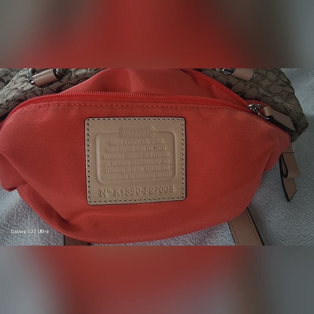 Coach Brown and Orange Signature Tote Bag - Picture 4 of 11